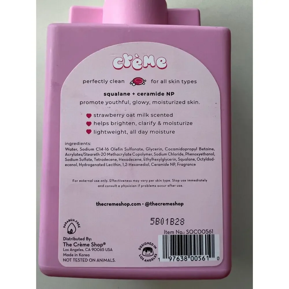 The Creme Shop Strawberry Oat Milk Body Cleanser Vegan K Beauty Korean Skincare